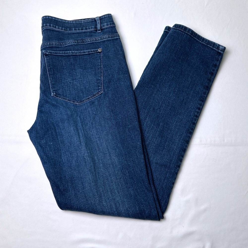 J. Jill Womens Mid Rise Slim Boyfriend Straight Leg Jeans Size 10 Dark Indigo